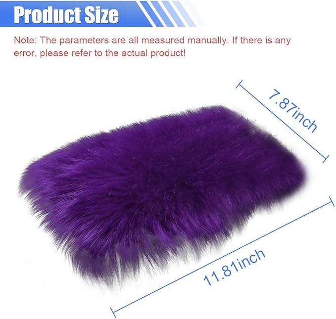 Auto Center Console Cover Pad, 11.81"x 7.87" Warm & Furry Winter Car Armrest Cover, Soft Faux Sheepskin Wool Car Armrest Seat Box Protector Cushion, Universal Interior Accessory (Violet)