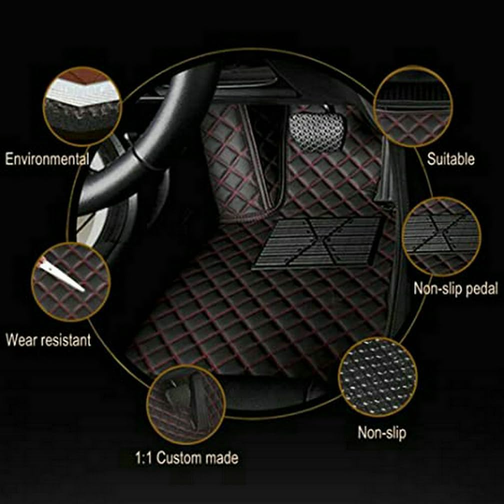 Customized Personalized Car Mats - All Weather Men's and Women's Floor mats Suitable for 99% of vehiclesPads Protection Non-Slip Leather Floor Liners (Blue)