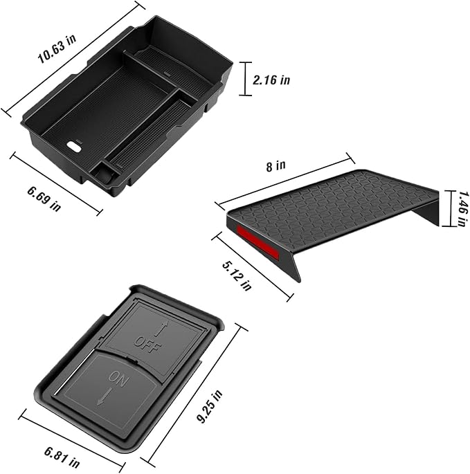 3PCS Center Console Organizer for 2023 2024 2025 2026 Honda CR-V & CR-V Hybrid Accessories, Custom Fit Armrest Tray, Console Tray and Hidden Storage Box, ABS Material
