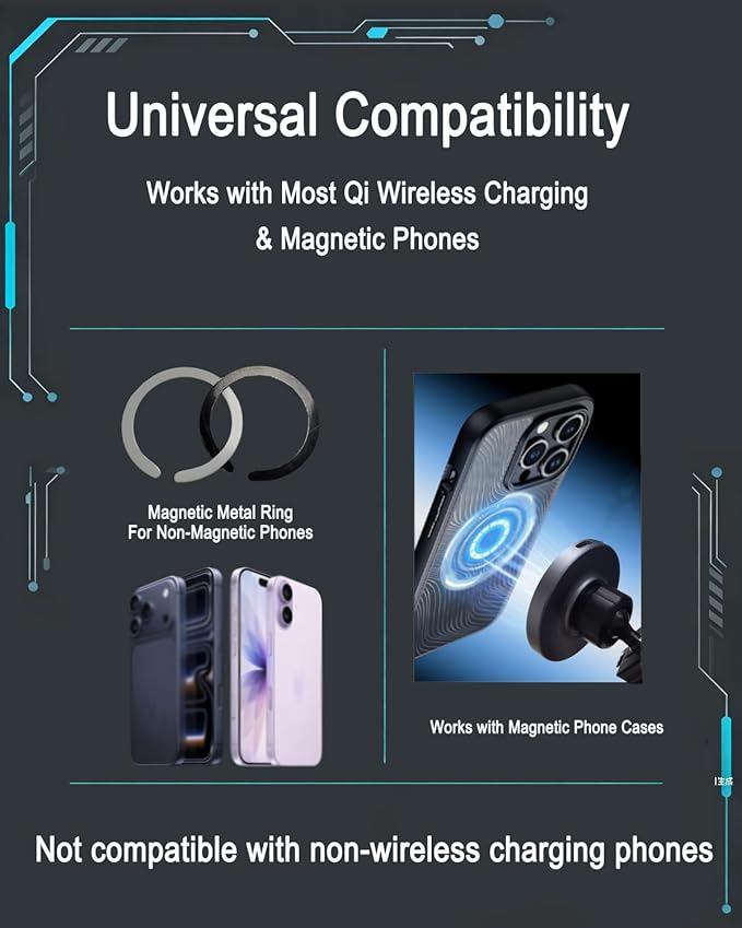 Designed for MagSafe Car Mount for 2026 Forester Phone Holder 2026 15W Fast Wireless Charging 2026 Forester Phone Mount 2026 Forester Accessories Support 2025-present Forester