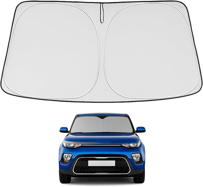 Proadsy 2026 Upgrade Windshield Sun Shade Custom Fit 2014-2019 Kia Soul Foldable Front Sunshade Protector Sun Visor Blocks UV Rays Keep Car Cooler