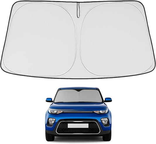 Proadsy 2026 Upgrade Windshield Sun Shade Custom Fit 2014-2019 Kia Soul Foldable Front Sunshade Protector Sun Visor Blocks UV Rays Keep Car Cooler