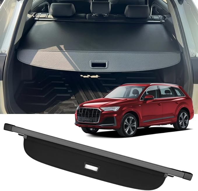 Cargo Cover Retractable Fit for Audi Q7 2016 2017 2018 2019 2020 2021 2022 2023 Retractable Trunk Rear Security Cover Trunk Cover Luggage Security Shield Shade