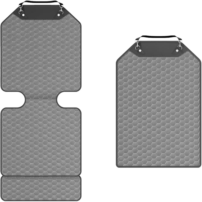 Owleys Set Seat Back Organizer & Car Seat Protector Hexy Waterproof & Non-Slip Protector for Child Car Cushion for Leather and Fabric Seats (Gray Set 2)