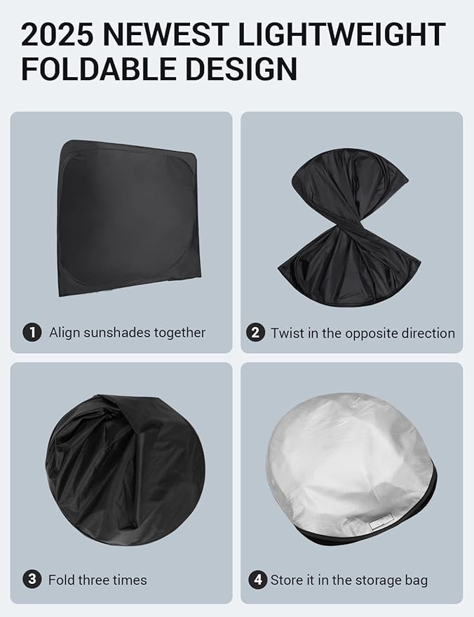 Proadsy 2026 Upgrade Windshield Sun Shade Custom Fit 2019-2025 Audi A6 Foldable Front Sunshade Protector Sun Visor Blocks UV Rays Keep Car Cooler