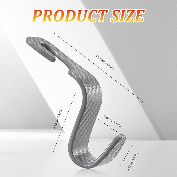4PCS Car Seat Headrest Hook, Plastic Auto Back Seat Hanger Hooks, Multi-Functional Stylish Seat Hooks, Universal Car Interior Headrest Hanger Storage Accessories for Purse Coats Handbag (Gray)