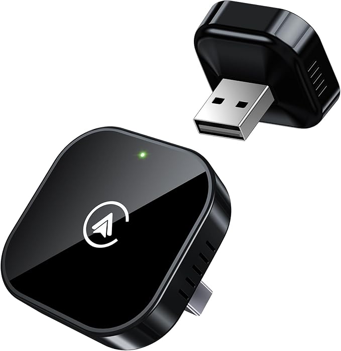 Teeran 2 in 1 Wireless CarPlay and Android Auto Adapter, Easy Setup Plug and Play, Fast Seamless Use Supports 1000+ Cars with Built-in Wired Car Play/Android Auto Compact Sleek Design Car Adapter