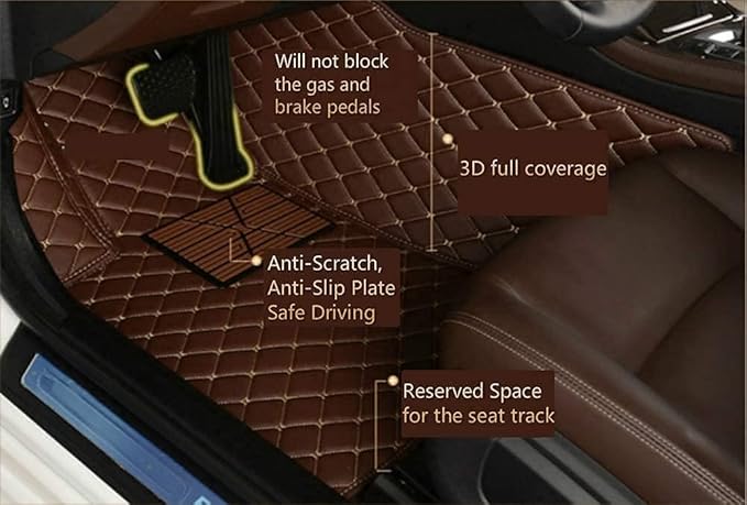 Custom Car Floor Mat Compatible with 97% Car Models Luxury Leather All Weather Waterproof Anti-Skid Full Coverage Car Mats (Purple)