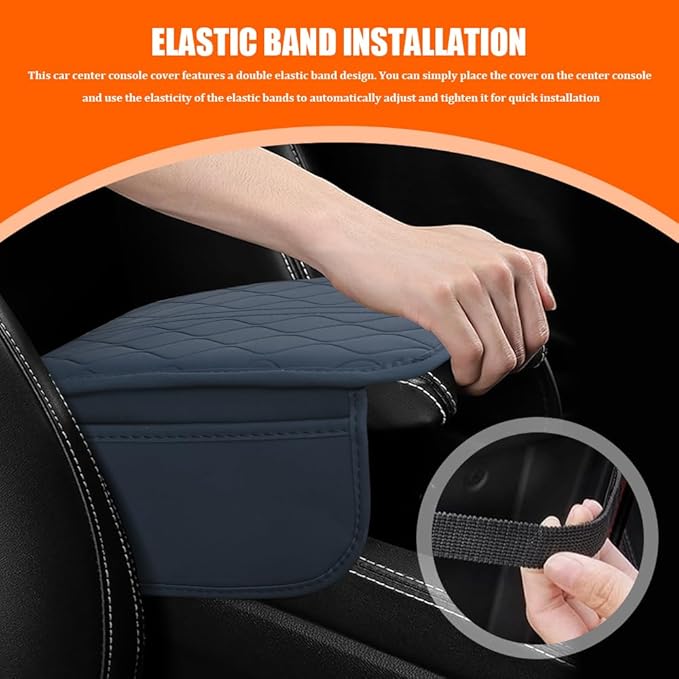 Leopard Cheetah Print African Animal Hunting Auto Center Console Armrest Pad, Car Center Console Cover, Auto Accessories Soft Comfort Armrest Cover Cushion Mat for Most Cars (Blue-K3)