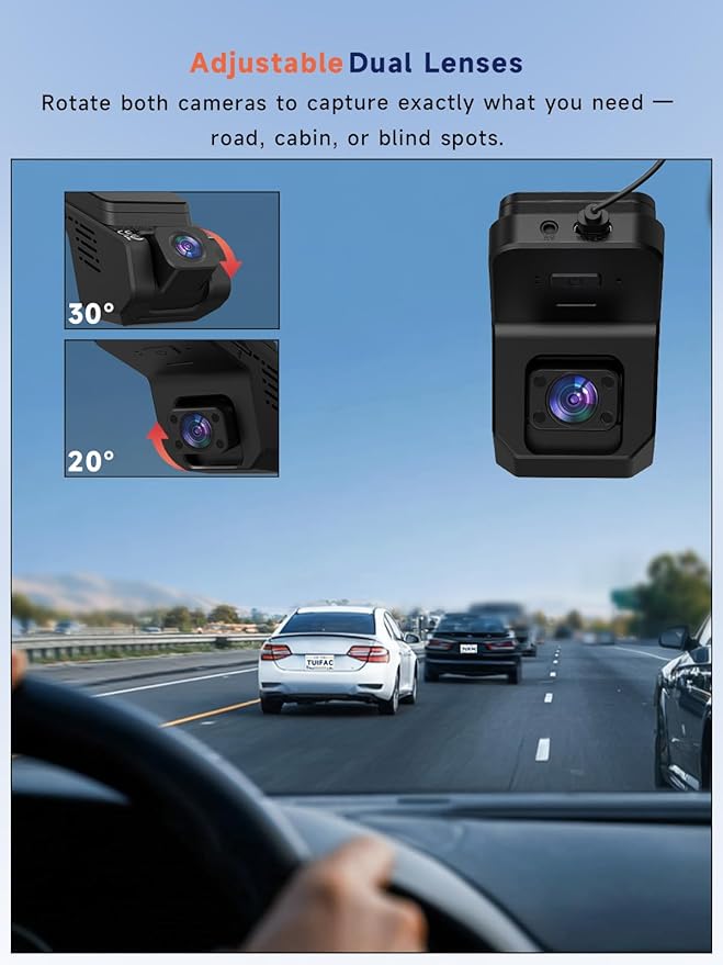 Dash Cam Front and Inside, 2.5K+1080P Dual Camera for Cars, Hidden Car Camera Front and Interior with Super Night Vision, 4 IR LEDs, G-Sensor, 24H Parking Mode, Loop Recording, 32GB Card Included