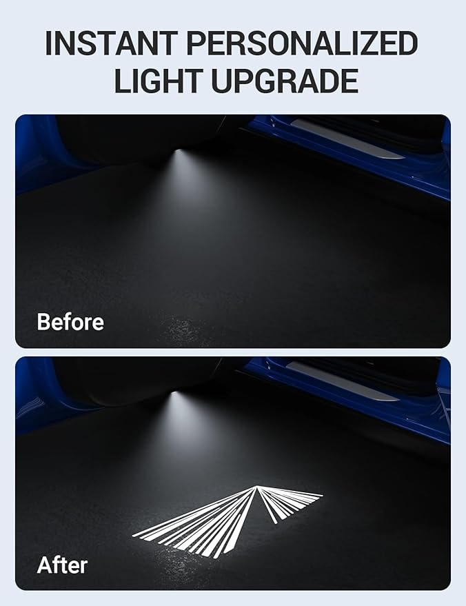 Motrobe 4PCS Puddle Lights for Tesla Model Y Juniper 2025 2026 Model 3 Highland 2024-2026 4K HD Ultra-Bright Light Carpet Door Projector Lights No Error Code Never Fade Tesla Accessories