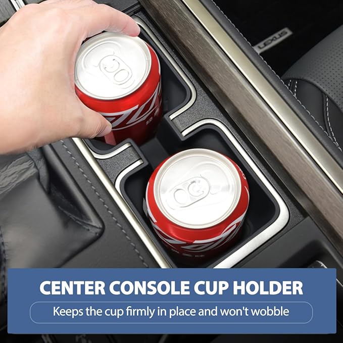 3PCS Center Console Organizer Compatible with Lexus GX 550 2024 2025, Silicone Cup Holder Insert + Cool Box Organizer + Wireless Charging Protective Mat for GX550 Accessories