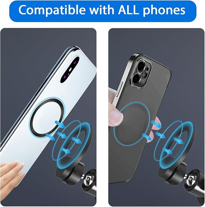 RECO Phone Magnetic Ball Mount Adapter Compatible with MagSafe, 360 Degree Rotate Mout Fit All 17mm/0.67inch Ball Joint Car Phone Holder, Compatible with All Phones