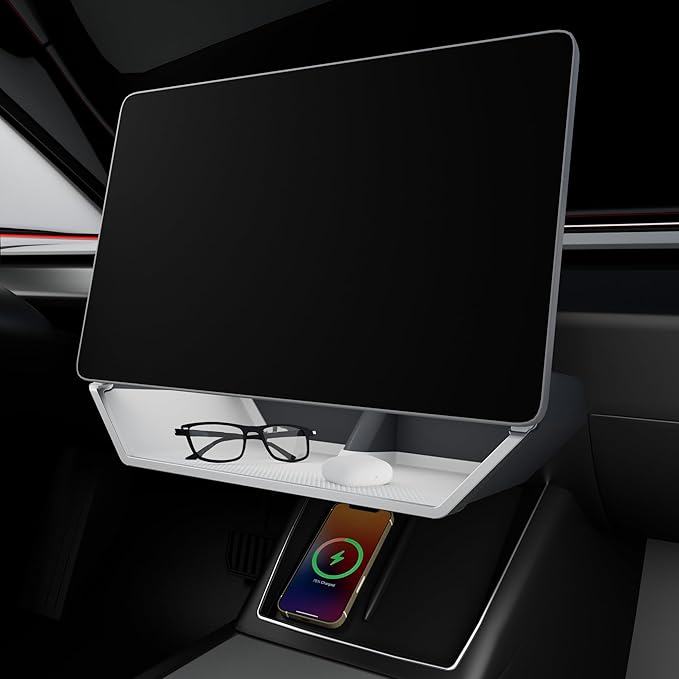 for Model Y Juniper Under Screen Storage Organizer 2025-2026 Upgrade, Model 3 Highland Center Console Organizer Tray 2024-2026 for Tesla Model Y Juniper Accessories, White