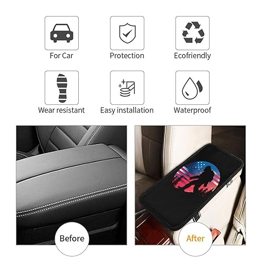 Big Walking American Flag Car Auto Armrest Cushion Cover Accessories Center Console Seat Box Pad Protector Universal Decoration for Most Vehicle SUV Truck