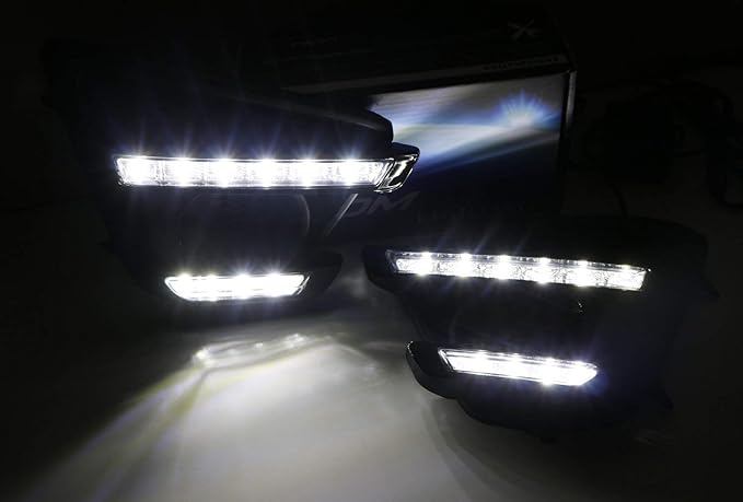 iJDMTOY Xenon White LED Daytime Running Light/Fog Lamps Compatible With 13-16 Mazda CX-5, Direct Double-Row Facelift Design Powered by 10W High Power LED Lights