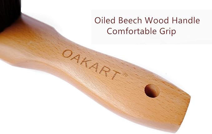 Soft Bristle Hand Brush Wooden Handle for Woodworking Shop Bench, Sawdust Removal Non-Scratch 14 Inch Long (Brown)