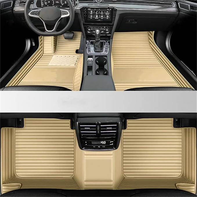 Custom Car Mats All Weather Fit Automotive Floor Mats PU Leather Protector Mat for Most Sedan, SUV, Truck Floor Mats (3D Beige car mats)