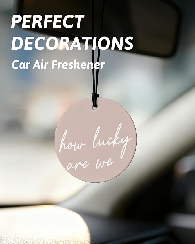Boho Beige Western Round Car Air Freshener 4 Pcs, Cow Skull Cactus Cowgirls Boots Hanging Air Freshener for Cars Closet Drawer Books, Western Country Car Accessories Mirror Decor for Women