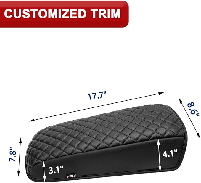 KBH Center Console Armrest Cover for Ford Edge 2011 2012 2013 2014, Durable Arm Rest Lid Cushion Pad, Vinyl Leather Trim, Anti-Scratch, Black