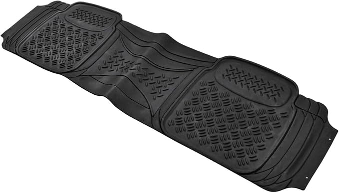BDK Heavy Duty Diamond Complementary Rubber Rear Floor Mats Liners, All Weather Protection, Designed for Trucks Cars Sedan SUV