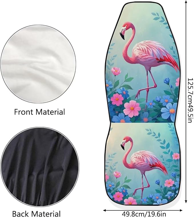 Car Seat Covers for Front Seats Only Auto Seat Protector Universal Fit Most Truck SUV Van Aesthetic Car Accessories for Women 2 Pack Flamingo 1