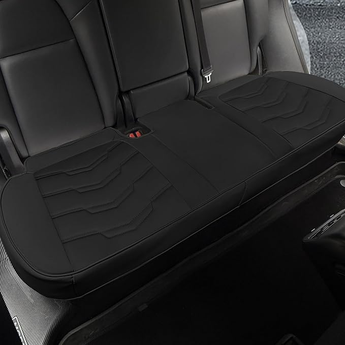 Seat Cover 2Pcs Custom Fit for Tesla Model Y/3 Car Seat Bottom Protector, Front Luxury Leather Car Seat Cushion, Wear-Resistant for 2020 2021 2022 2023 2024 Accessories (Black STG)