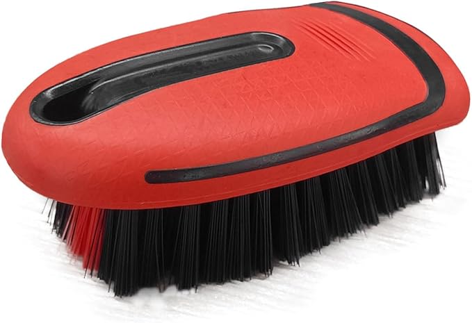 Carpet and Upholstery Cleaning Brush - Stiff Bristle Carpet Scrubber Car Cleaning Brush for Car Interior and Home - Leather Brush Auto Detailing Scrub Brushes for Couch, Floor Mats, Clothes (Red)