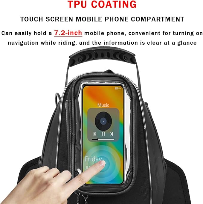 Motorcycle Tank Bag for BMW K1600B K1600GT K1600GTL K1600 B GT GTL, Oxford Magnetic Motorbike Bag Water-Resistant Motorcycle Gas Tank Bag with Magnets and Straps for Touring,B/Strap