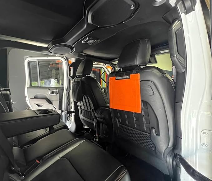 SPIDERWEBSHADE Seatback Sac - Backseat Car Storage Organizer - Large Mesh Pocket for Organizing Snacks, Toys, Tablets, Phones, Car Travel Accessories - Universal for Most Vehicles (Orange)