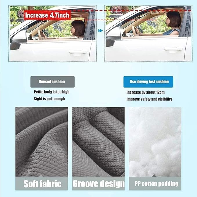 SEAHOME Car Booster Seat Cushion Heightening Height Boost Mat,Breathable Mesh Portable Car Seat Pad Fatigue Relief Suitable for Trucks,Cars,SUVs,Office Chairs,Wheelchairs (Grey)