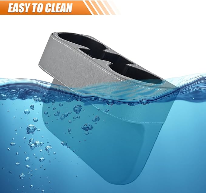 Car Cup Holder, PU Leather Car Seat Gap Filler Organizer Cup Drink Holder, Multifunctional Coin Bucket Cell Mobile Phone Holders, Auto Front Console Storage Box for Most Cars (Gray)
