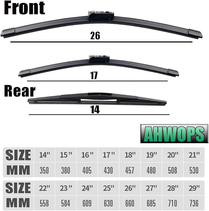 3 Wiper Front and Rear Wiper Blades for Subaru Forester 2019-2024, OE Original Style (26″/17″ Front/14″ Rear) For My Car