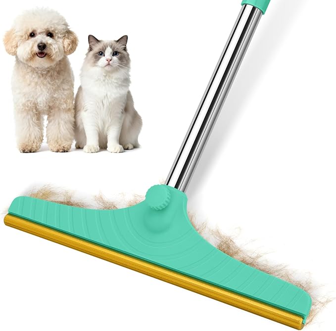58" Adjustable Long Handle Carpet Rake - Carpet Rake for Pet Hair Removal,Reusable Pet Hair Removal Tool Kit, Cat Dog Fur Rakes Scraper Carpet Broom