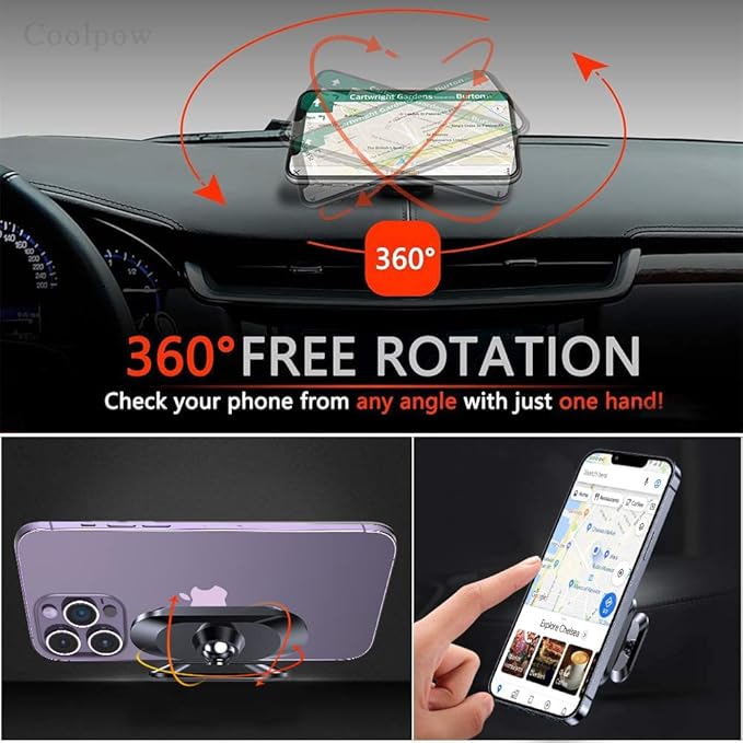 【2-Pack】 Magnetic Phone Holder for Car【Super Magnets】Carmount 2.0 Magnetic phone Mount【360°Rotation】Universal Dashboard Cell Phone Holders for Your Car Phone Mount for Car Mount for iPhone & All Car