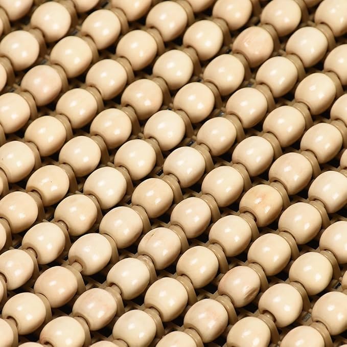 Blueshyhall Cooling Wooden Beaded Car Seat Cover Comfortable Massage Support Cushion for SUV Auto Office Home Seat Chair - Beige 2 Pcs