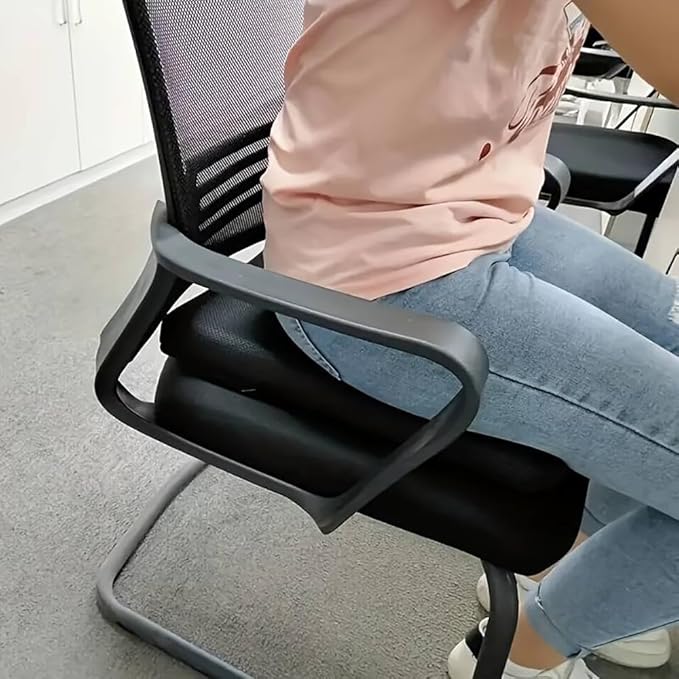 Gilbins Convoluted Egg Crate Foam Chair Cushion, Seat Cushion, Car Seat Cushion, Office Chair Cushion or Wheelchair Cushion to Relieve Back Pain Wheelchair and Recliner Chair Pads (Black with Cover)