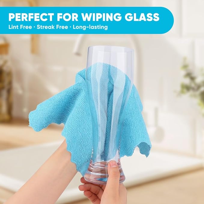 Orighty Microfiber Cleaning Cloth, 6 Pack Highly Absorbent Cleaning Rags, Household Cleaning Supplies, Reusable Lint Free Cloths Microfiber Rag for House, Kitchen, Car Care, 12x11 inch, Multicolor