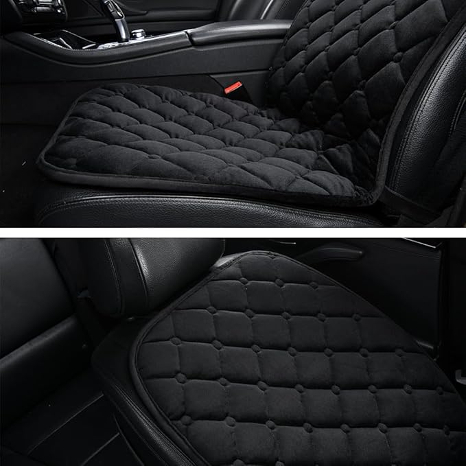 Plush Fleece Car Seat Cushion with Lumbar Support - Ultra Soft Ergonomic Padding for Car, Truck, SUV