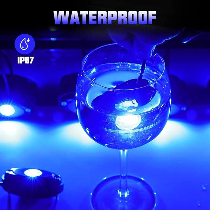 SUNPIE 8 Pods Quick Connect Blue Rock Lights, 4M Extension Wires Each Light, 3 High Power Chips, Rubber Mounting Pads, IP67 Waterproof Rock Lights Fits for Trucks Trailer Cars SUV ATV UTV Boats