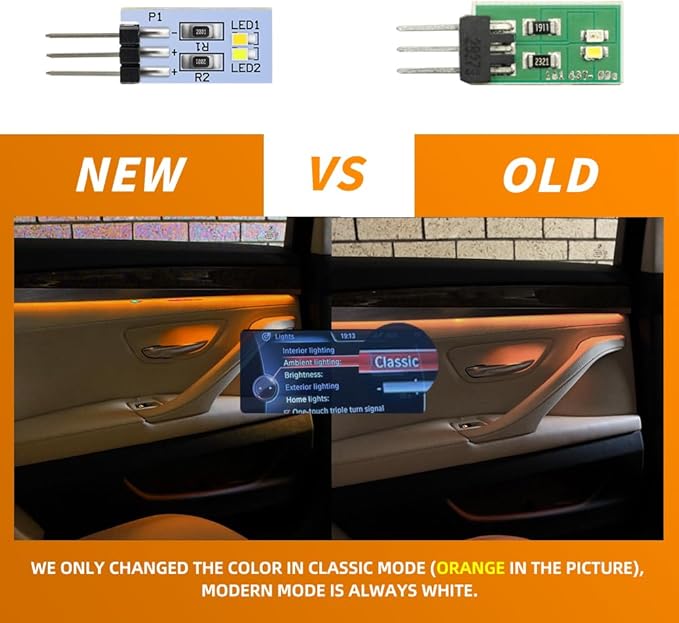 NJSBYL 4PCS LED Courtesy Door Handle Circuit Board for B-MW 3 4 5 Series X1 M4 Gran Turismo Touring Sedan Convertible Coupe F10 F30 F31 F32 F33 F34 F36 F48 F82 F83 Orange-White Ambient Lighting