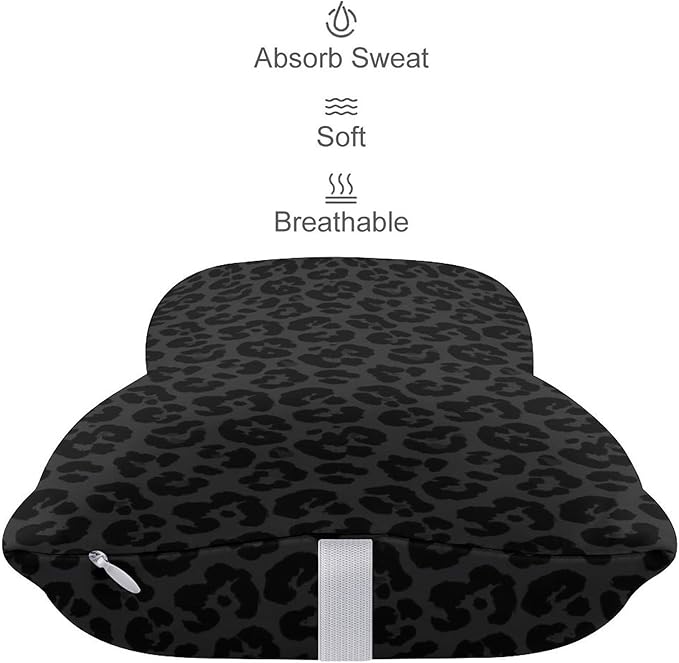 Car Neck Support Pillow 2 Pcs for Neck Pain Relief, Compatible with Dark Gray Black Leopard Cheetah Print Bone Shape Headrest Pillow for Car Seat with Soft Memory Foam