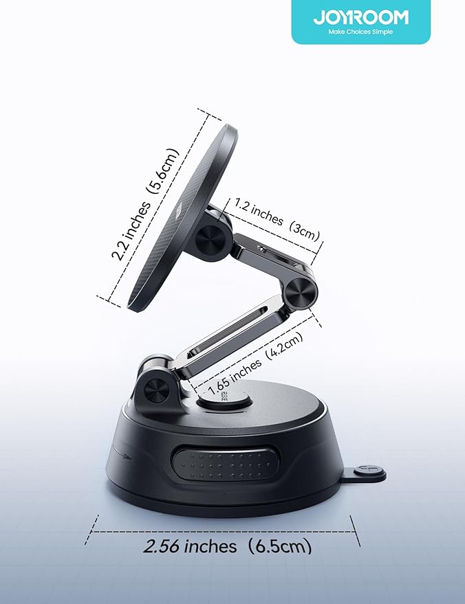 JOYROOM Car Mount for iPhone, [Tri-Fold] MagSafe iPhone Car Mount, [Suction Pro+Gel Base] 360° Rotation iPhone Car Holder, Strong Magnet for iPhone 17 Pro Max and Other Series[Not for Charging]