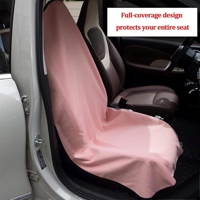 Car Towel Seat Cover, Performance Microfiber Washable Non Slip Vehicle Front Seat Covers, Sweatproof Automotive Interior Chair Protectors, Universal for SUV Automobile Truck (Pink)