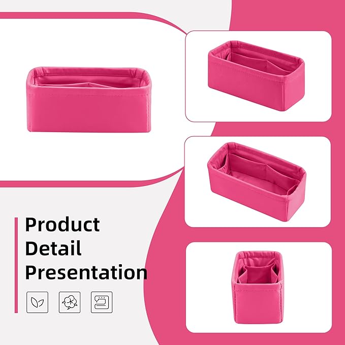 DGAZ Silk Purse Organizer Insert Fits LV Speedy 16/20/25/30/35/40/45 bags，Silky Smooth Bag Organizer，Luxury Handbag & Tote Shaper(Rose pourpre,SP16)