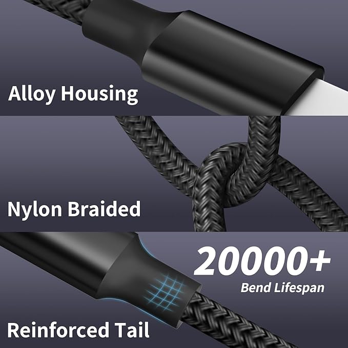 2Packs 6FT Dual Type-C 4 in 1 Multi Charging Cable for Multiple Devices with 2 USB-C/IP/Micro Port, USB Cable iPhone Charger Cord, Travel Car Accessories for iPhone17-8, Galaxy 25 Android iPad, More