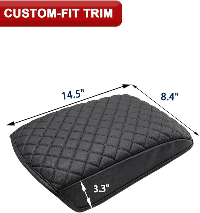KBH Center Console Armrest Cover for Ford Edge 2015 2016 2017 2018 2019 2020, Vinyl Leather Accessories, Middle Console Lid Protector Cushion Pad, Anti-Scratch, Black