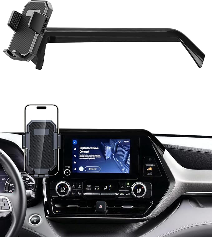 PZK Car Phone Mount for 2020 2021-2025 2026 Toyota Highlander L/LE/Hybrid XLE/Nightshade Accessories 8-inch Screen Auto Lock Car Phone Holder 360° Rotation Cradles Not Affect Vent (Not fit 12.3 inch)