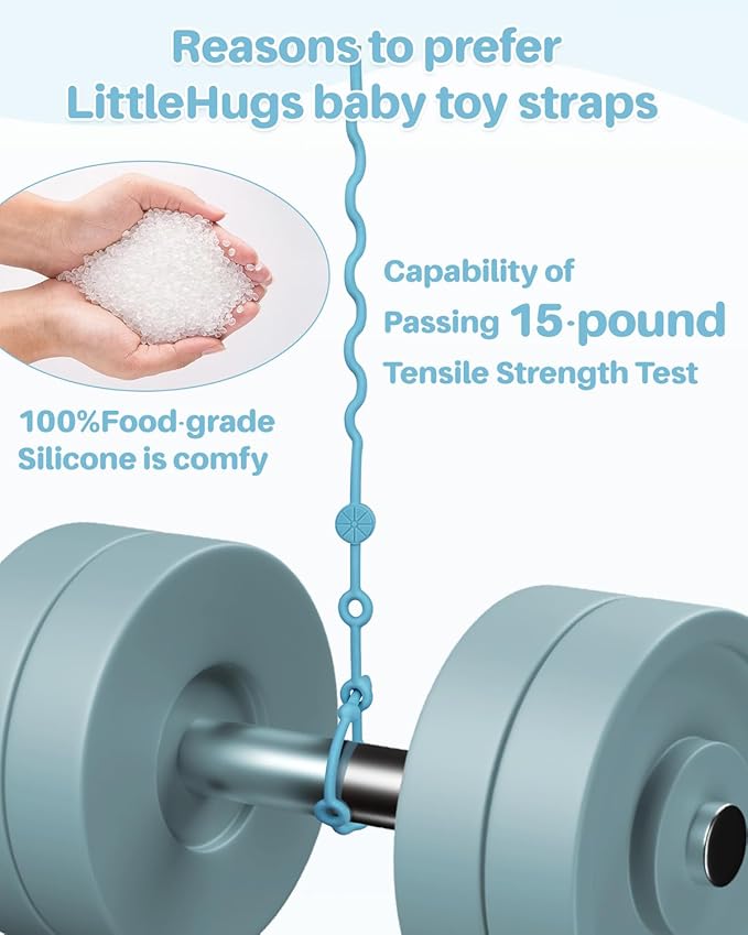 LittleHugs Toy Straps for Stroller, Silicone Baby Tether Pacifier Clip, No Throw Travel Leash for High Chair, Car Seat (Boy-3 Pack)