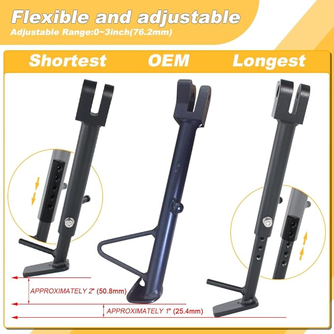 0-3'' Motorcycle Adjustable Kickstand + Lowering Link Kits Fit for Royal Enfield 411 Himalayan 2020-2023, Side Stand + Suspension Links Lower Link